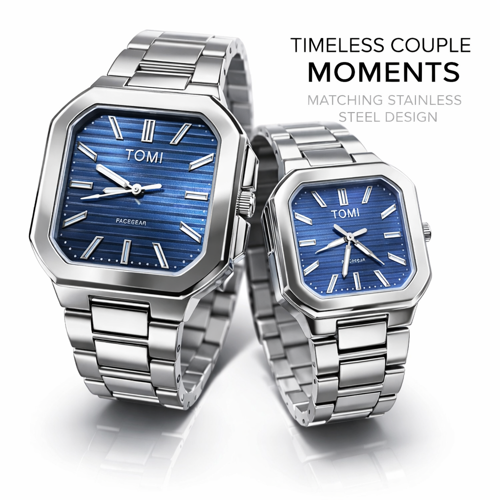 Title:
Timeless Love. Perfectly Matched Elegance ⌚❤️

Caption:
Step into luxury with this beautifully designed matching couple watch set. Crafted with premium stainless steel and a stunning blue dial, these watches are made to reflect your bond with elegance. Whether it's a gift or your personal style upgrade, this set delivers both sophistication and durability.